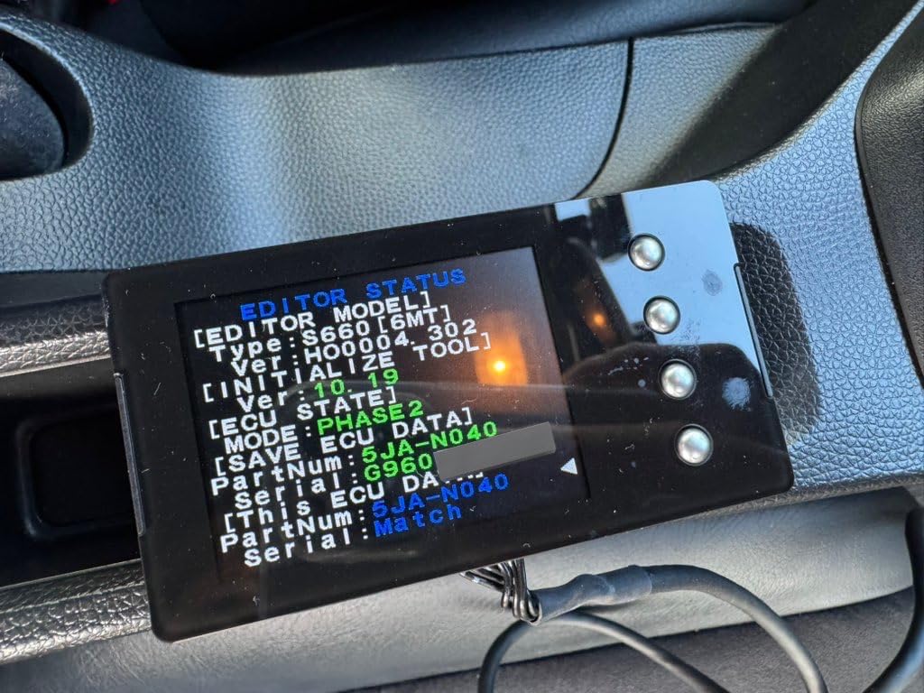 HKS Flash EditorでホンダS660のECU情報を表示している画面。Phase2チューニングモードが有効。