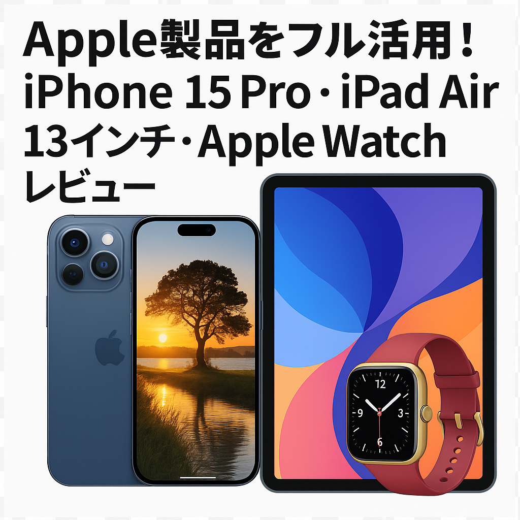 iPhone 15 Pro・iPad Air・Apple Watchのレビュー記事用アイキャッチ画像