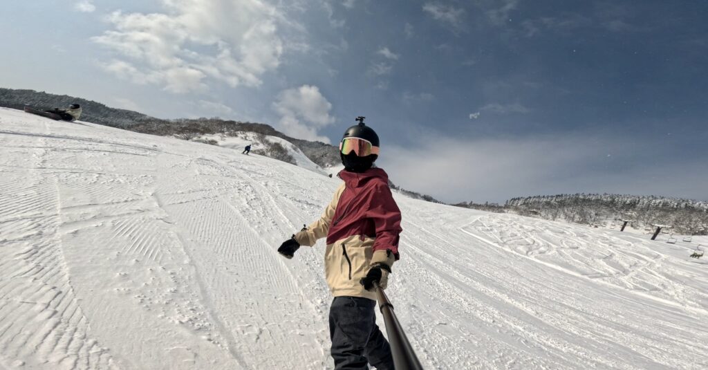 おじろスキー場 第二ペアリフト降り場から谷山第一コースを滑走(初中級者向け・緩斜面~中斜面)